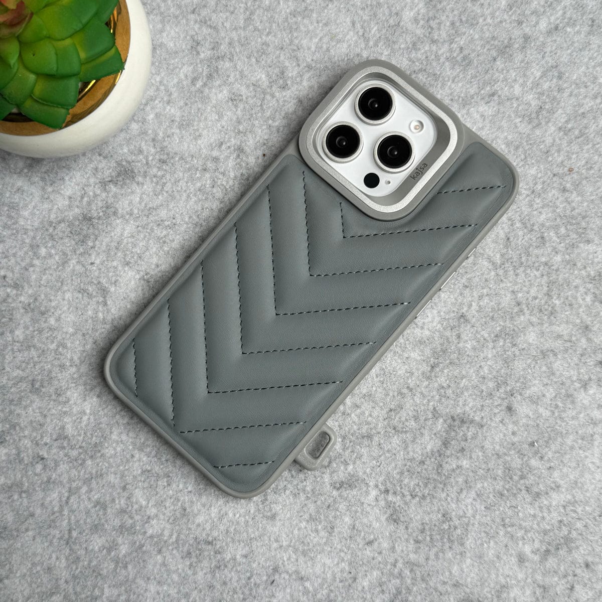 iPhone 16 Pro Max PUFF Leather Metallic Camera Frame Case Cover