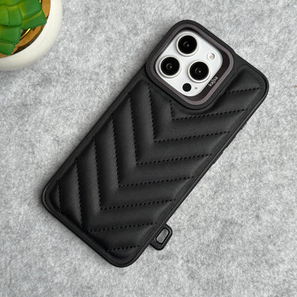 iPhone 15 Pro PUFF Leather Metallic Camera Frame Case Cover