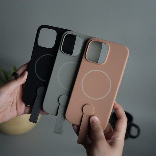 iPhone 16 Pro Max Silicone Case | Magnetic Ring | Silicone Rotating Grip Strap Cover