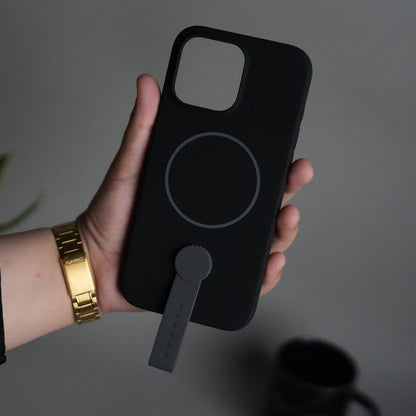 iPhone 16 Pro Silicone Case | Magnetic Ring | Silicone Rotating Grip Strap Cover