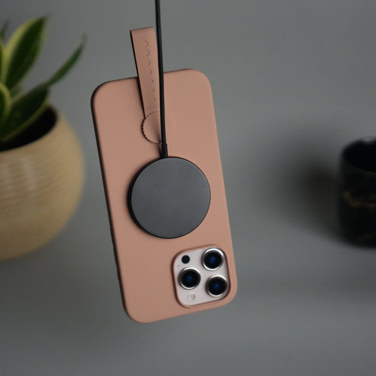 iPhone 16 Pro Max Silicone Case | Magnetic Ring | Silicone Rotating Grip Strap Cover