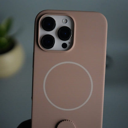 iPhone 16 Pro Max Silicone Case | Magnetic Ring | Silicone Rotating Grip Strap Cover