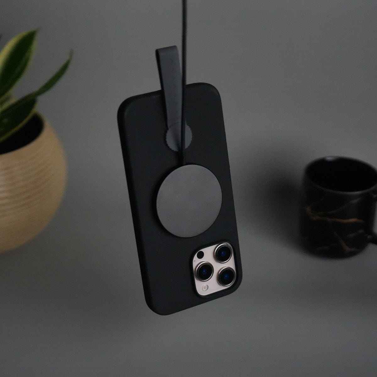 iPhone 16 Pro Max Silicone Case | Magnetic Ring | Silicone Rotating Grip Strap Cover