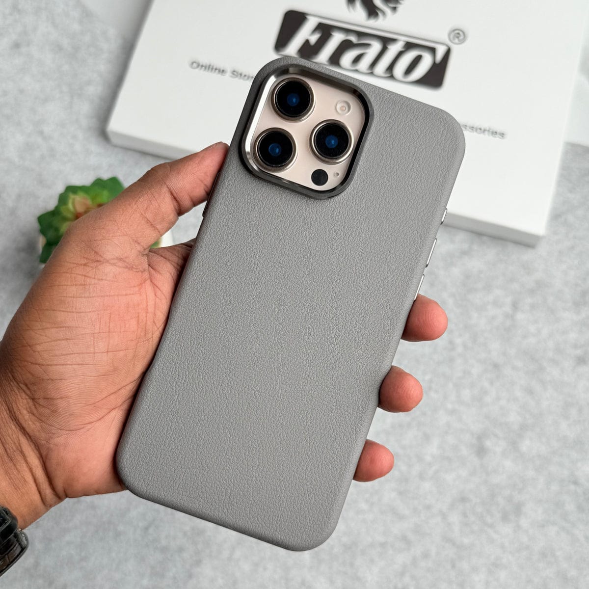 iPhone 16 Series Premium Leather Texture Metal Camera Bump MagSafe Cover
