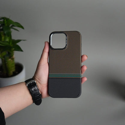 iPhone 16 Series Carbon Fiber Texture Design Hard Pc MagSafe Case Cover BlackYellow