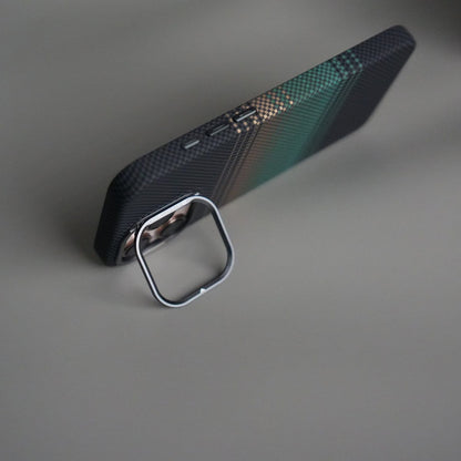 iPhone 16 Series Carbon Fiber Texture Design Hard Pc MagSafe Case Cover GreenOrange