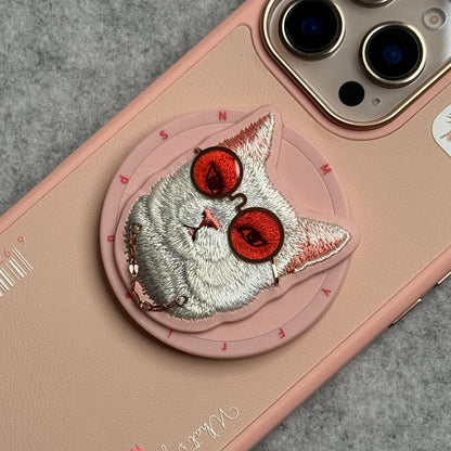 iPhone 16 Series Cool Glasses MagSafe Case Cover with Embroidery Magnetic Bracket Phone Holder