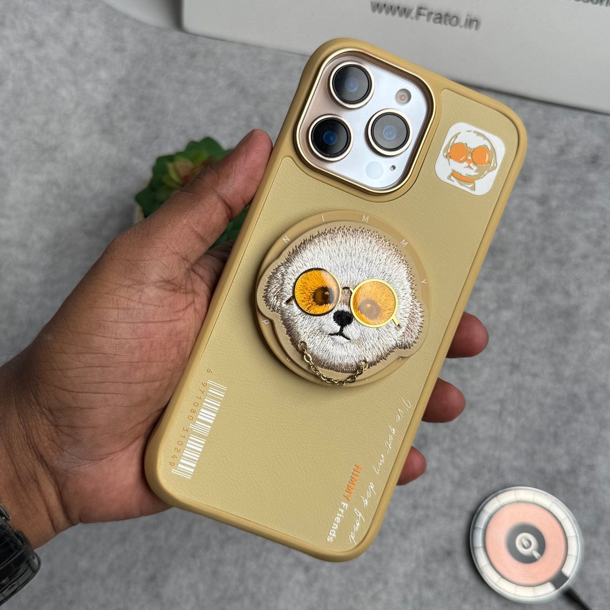 iPhone 16 Series Cool Glasses MagSafe Case Cover with Embroidery Magnetic Bracket Phone Holder