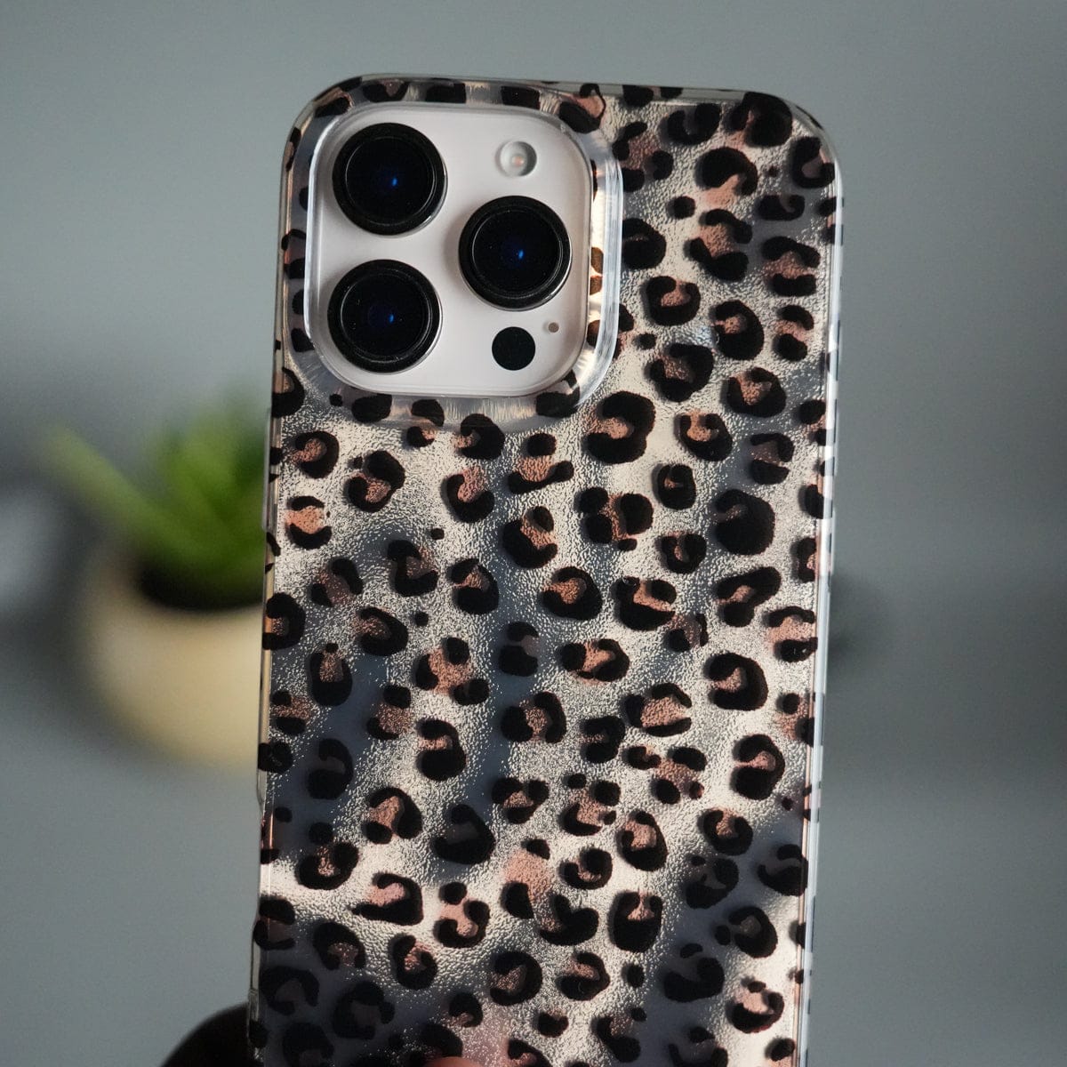iPhone 16 Series Leopard Print Case with Beaded Wrist Strap | Cute Transparent Designer Cover