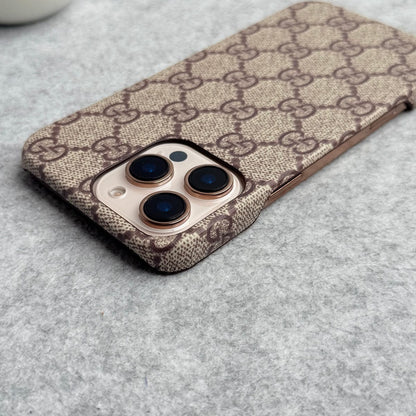 iPhone 16 Series Luxury GG Pattern PU Leather Case Cover