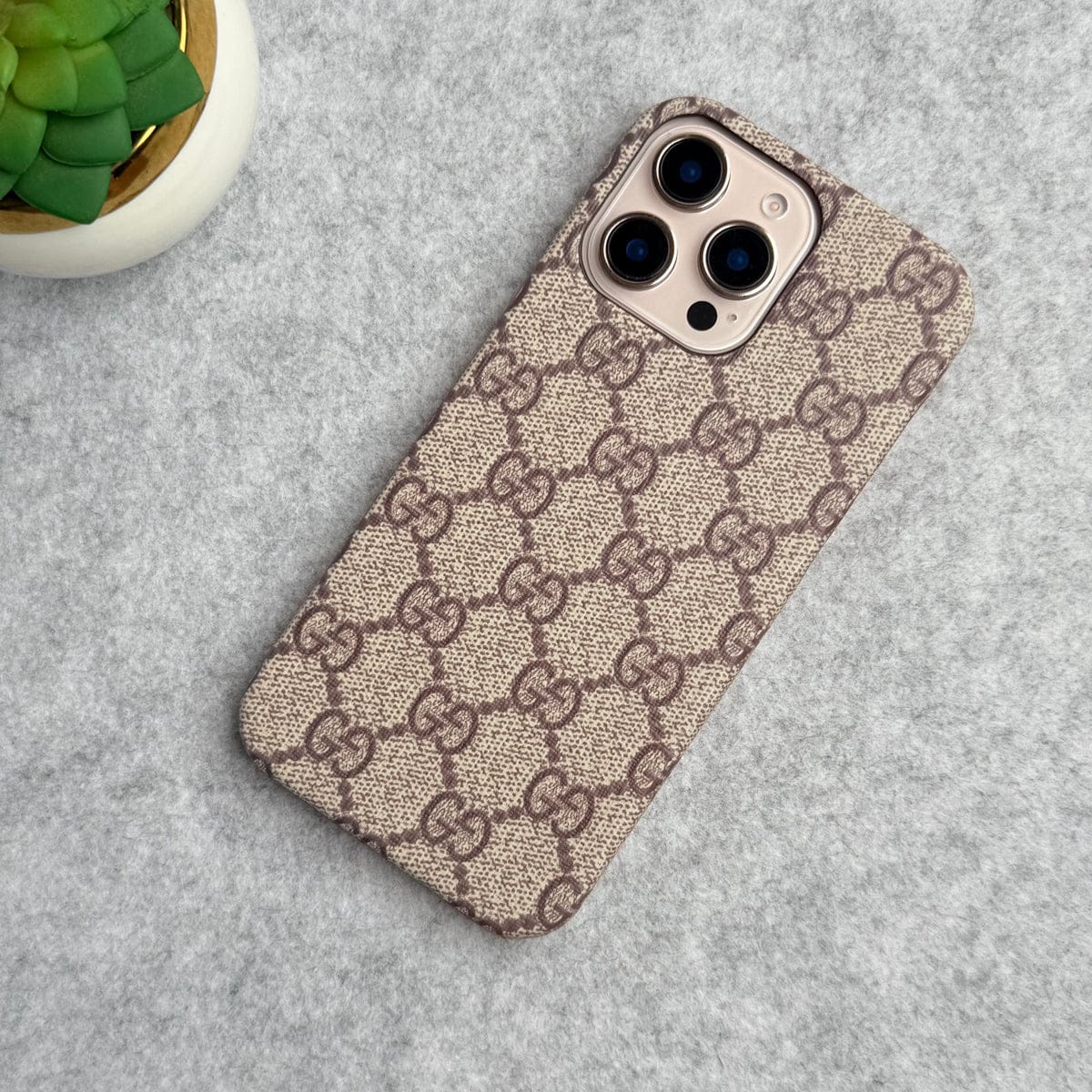 iPhone 16 Series Luxury GG Pattern PU Leather Case Cover