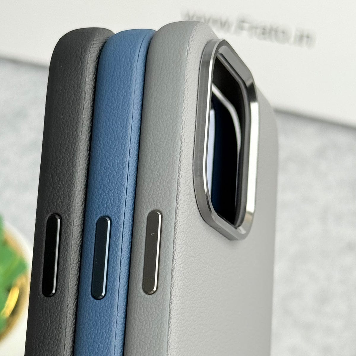 iPhone 16 Series Premium Leather Texture Metal Camera Bump MagSafe Cover