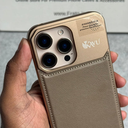 iPhone 16 Series Premium Metallic AeroFLex Aluminium Stitch Leather MagSafe Case