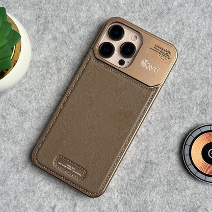 iPhone 16 Series Premium Metallic AeroFLex Aluminium Stitch Leather MagSafe Case
