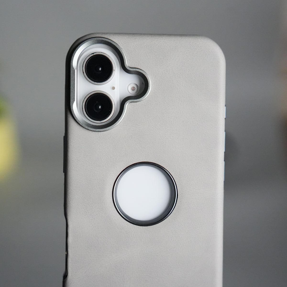 iPhone 16 Series PU Leather Logo Cut MagSafe Case | Metal Camera Frame with Premium Finish
