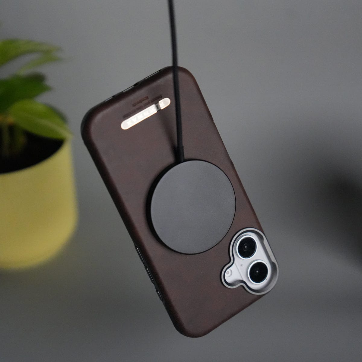 iPhone 15 Series PU Leather Logo Cut MagSafe Case | Metal Camera Frame with Premium Finish