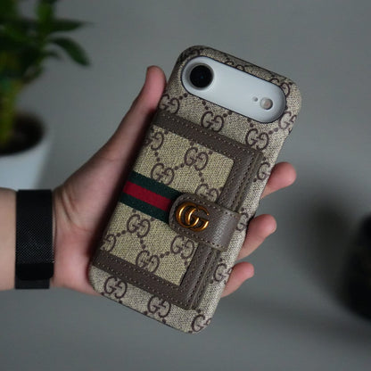 iPhone 17 Series Luxury Brand GG Wallet Case Cover