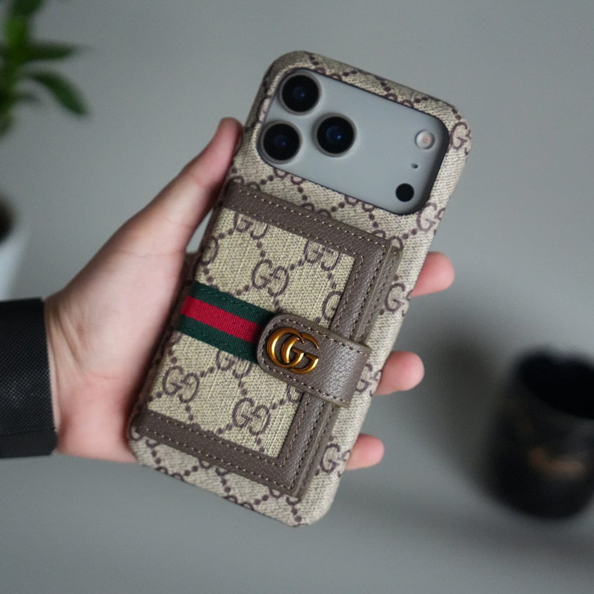 iPhone 17 Series Luxury Brand GG Wallet Case Cover