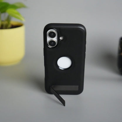 iPhone 17 Full PU Leather Inbuilt Metal Stand Case Cover
