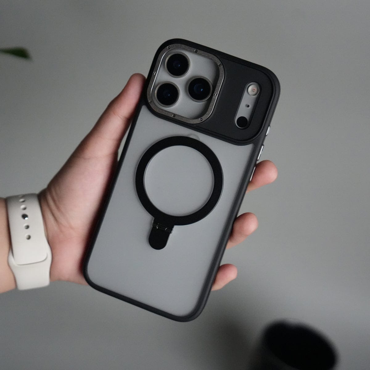 iPhone 17 Pro Frosted Case with Metal Camera Bump & Metal Kickstand | Shockproof Matte Hybrid Cover