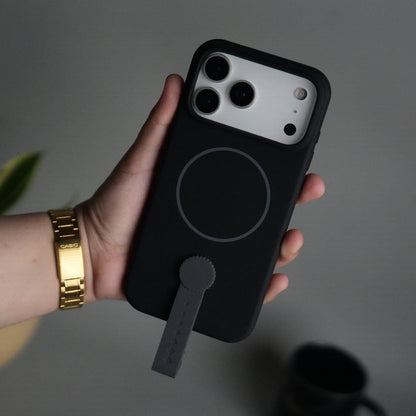 iPhone 17 Pro Max Silicone Case | Magnetic Ring | Silicone Rotating Grip Strap Cover