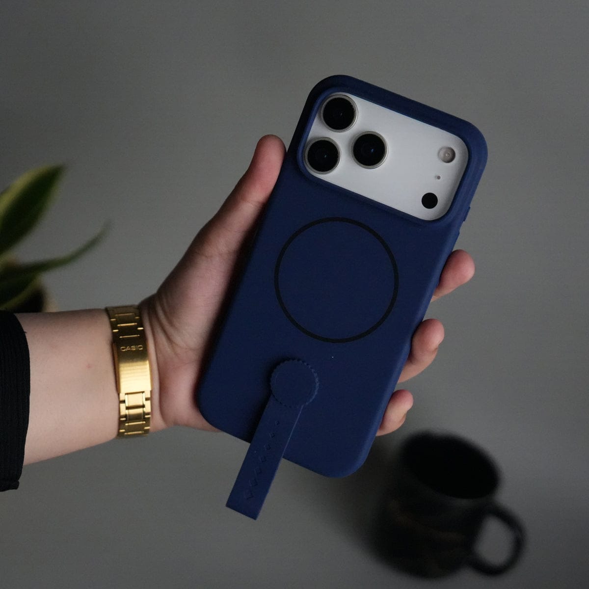 iPhone 17 Pro Max Silicone Case | Magnetic Ring | Silicone Rotating Grip Strap Cover