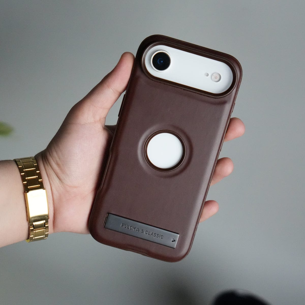 iPhone 17 Air Full PU Leather Inbuilt Metal Stand Case Cover