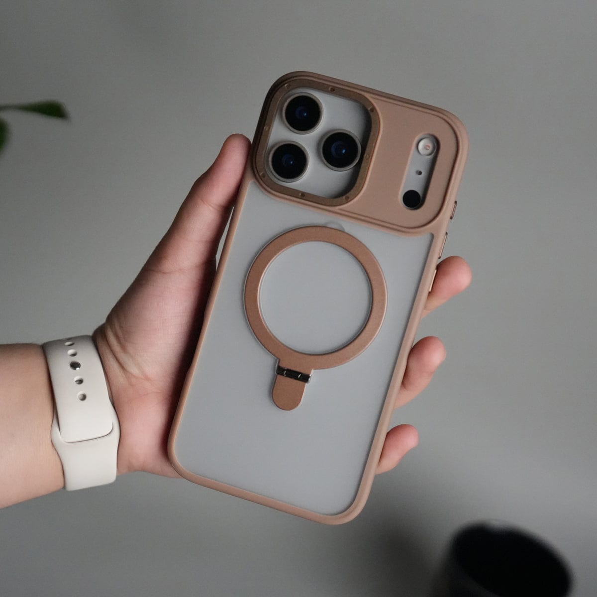 iPhone 17 Pro Frosted Case with Metal Camera Bump & Metal Kickstand | Shockproof Matte Hybrid Cover