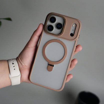 iPhone 17 Pro Max Frosted Case with Metal Camera Bump & Metal Kickstand | Shockproof Matte Hybrid Cover