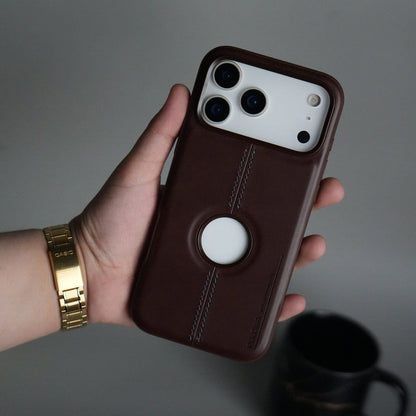 iPhone 17 Pro Leather Case | Classic Middle Stitched PU Back Cover
