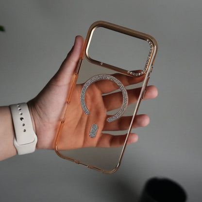 iPhone 17 Pro Luxury Diamond MagSafe Case | Crystal Clear Back Cover with Rhinestone Metal Camera Guard