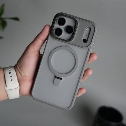 iPhone 17 Pro Max Frosted Case with Metal Camera Bump & Metal Kickstand | Shockproof Matte Hybrid Cover