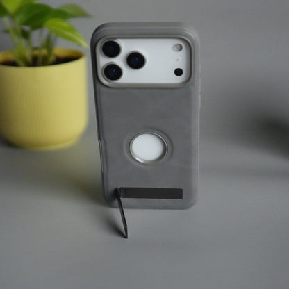 iPhone 17 Pro Max Full PU Leather Inbuilt Metal Stand Case Cover