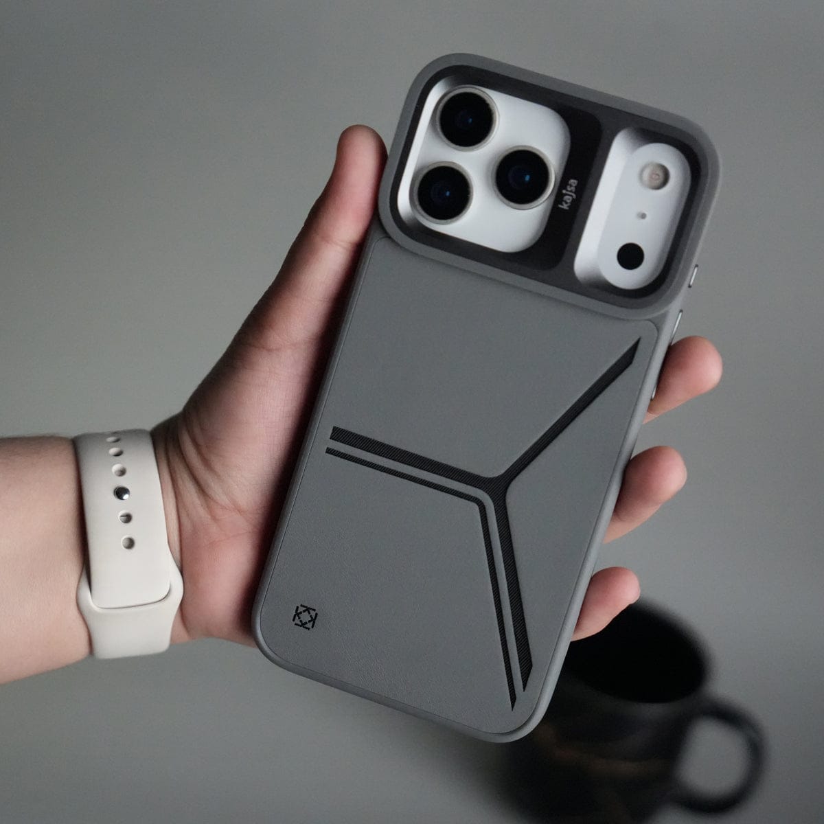 iPhone 17 Pro Tri-Strike Pattern Leather Case | Premium Luxury Back Cover with Metal Camera Frame