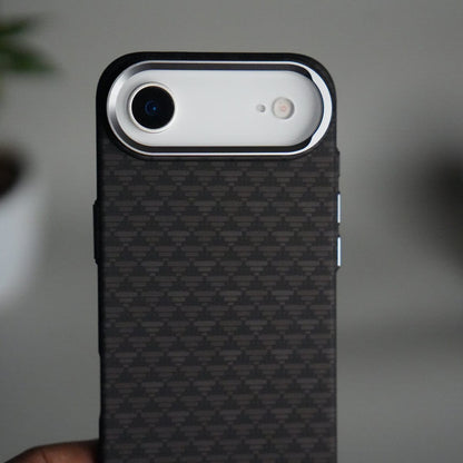 iPhone 17 Air Carbon Fiber Texture Design Hard Pc MagSafe Case Cover Black Tringle Pattern