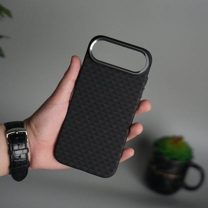 iPhone 17 Air Carbon Fiber Texture Design Hard Pc MagSafe Case Cover Black Tringle Pattern