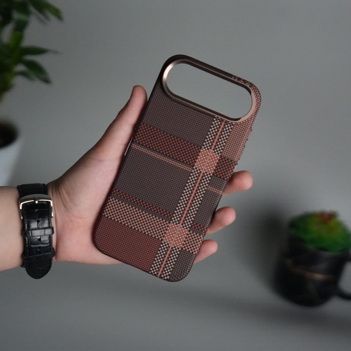 iPhone 17 Air Carbon Fiber Texture Design Hard Pc MagSafe Case Cover BrownWhite