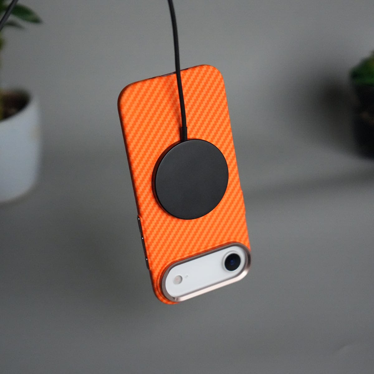 iPhone 17 Air Carbon Fiber Texture Design Hard Pc MagSafe Case Cover OrangeCarbon
