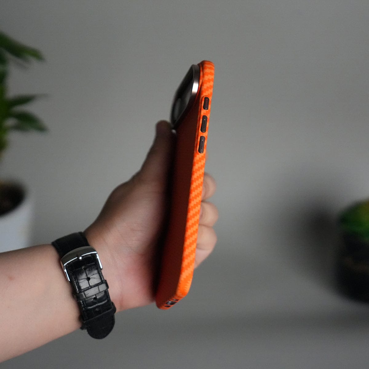 iPhone 17 Air Carbon Fiber Texture Design Hard Pc MagSafe Case Cover OrangeCarbon