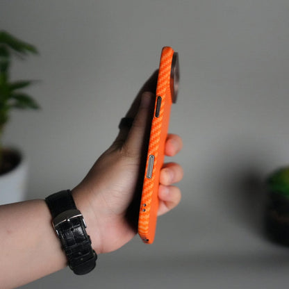 iPhone 17 Air Carbon Fiber Texture Design Hard Pc MagSafe Case Cover OrangeCarbon