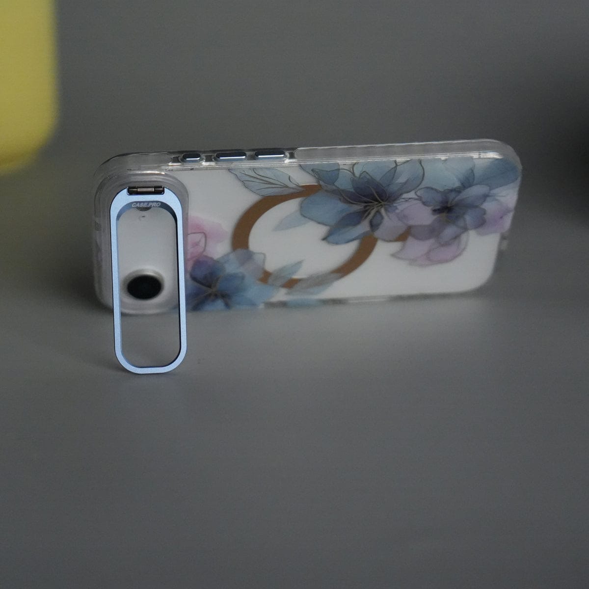 iPhone 17 Air FloraCrystal Clear Floral Design Case with Color Metal Camera Stand Frame