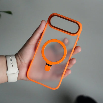 iPhone 17 Air Frosted Case with Metal Camera Bump & Metal Kickstand | Shockproof Matte Hybrid Cover