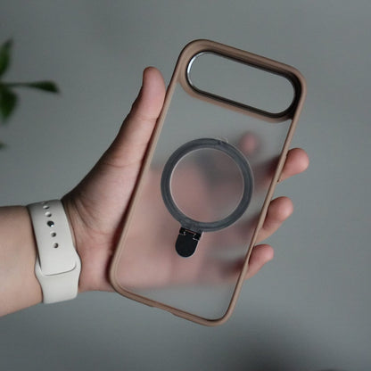 iPhone 17 Air Frosted Case with Metal Camera Bump & Metal Kickstand | Shockproof Matte Hybrid Cover