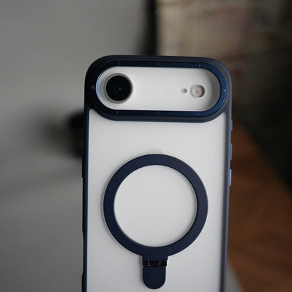 iPhone 17 Air Frosted Case with Metal Camera Bump & Metal Kickstand | Shockproof Matte Hybrid Cover