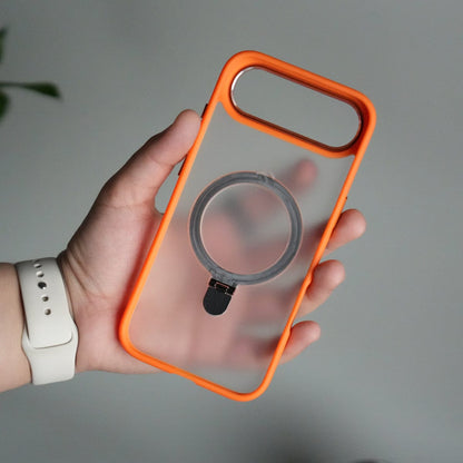iPhone 17 Air Frosted Case with Metal Camera Bump & Metal Kickstand | Shockproof Matte Hybrid Cover