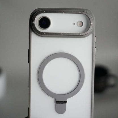 iPhone 17 Air Frosted Case with Metal Camera Bump & Metal Kickstand | Shockproof Matte Hybrid Cover