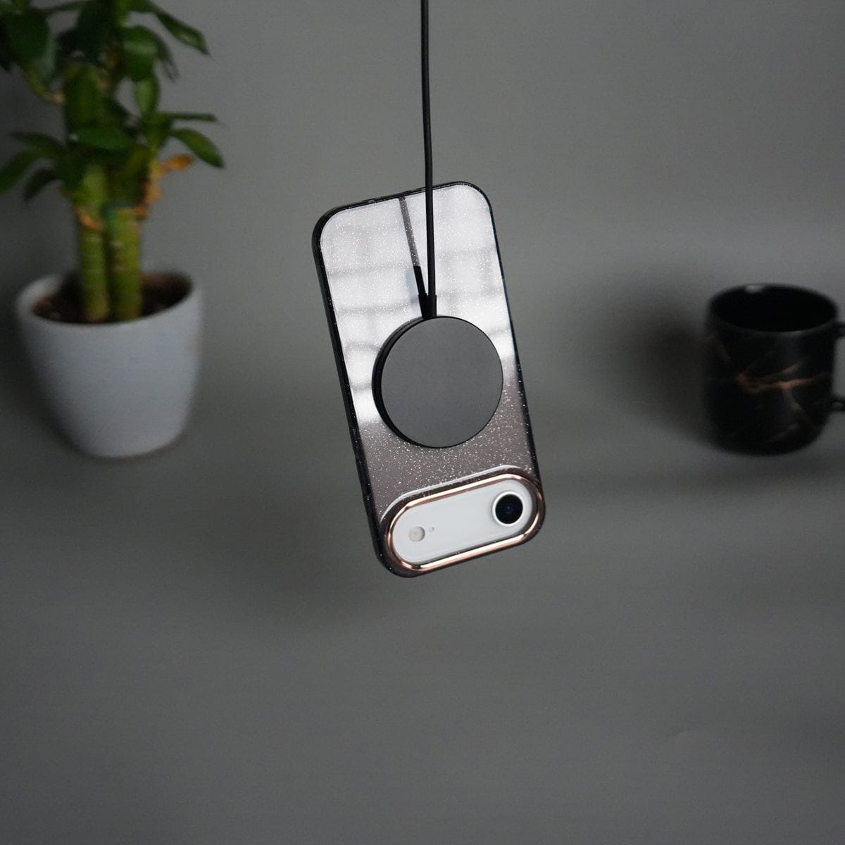iPhone 17 Air Glitter MagSafe Case | Transparent Cover with Sparkle Finish & Metallic Camera Bumper