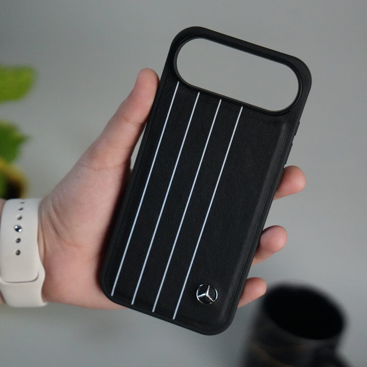 iPhone 17 Air Merc White Line Pattern PU Leather Case Cover