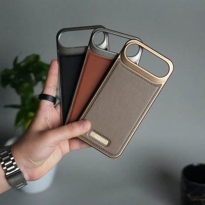 iPhone 17 Air Premium Metallic AeroFLex Aluminium Stitch Leather MagSafe Case