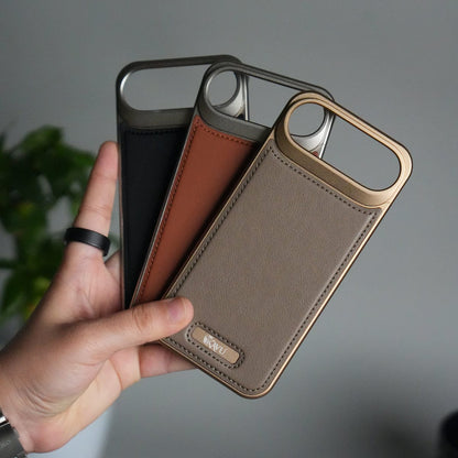 iPhone 17 Air Premium Metallic AeroFLex Aluminium Stitch Leather MagSafe Case